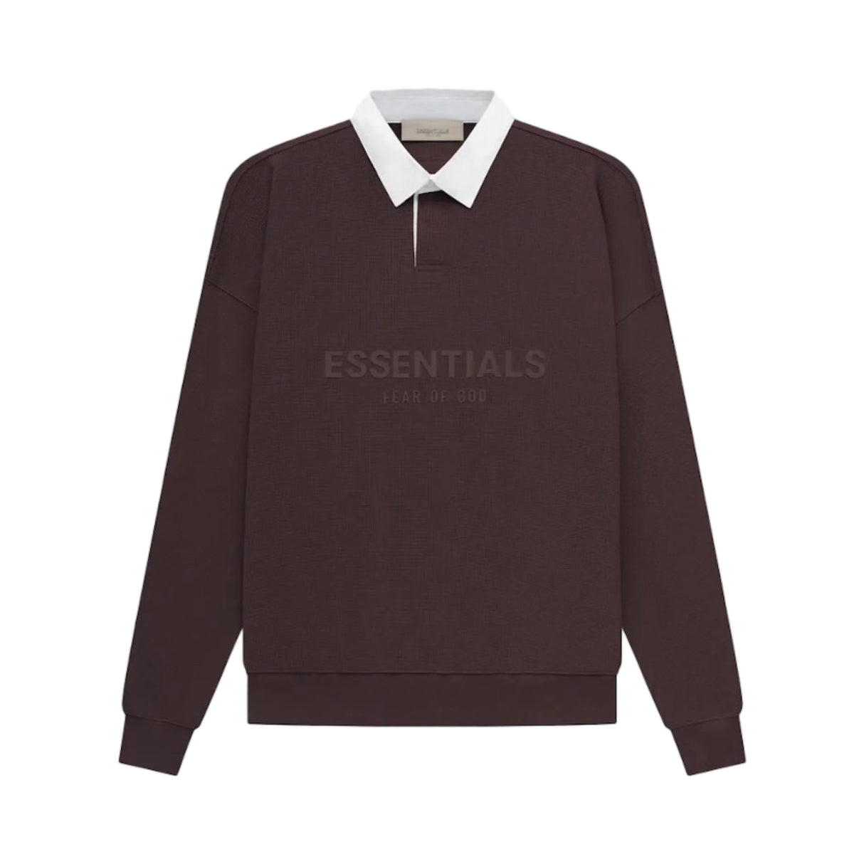 Fear of God Essentials Waffle Henley Rugby Shirt Plum