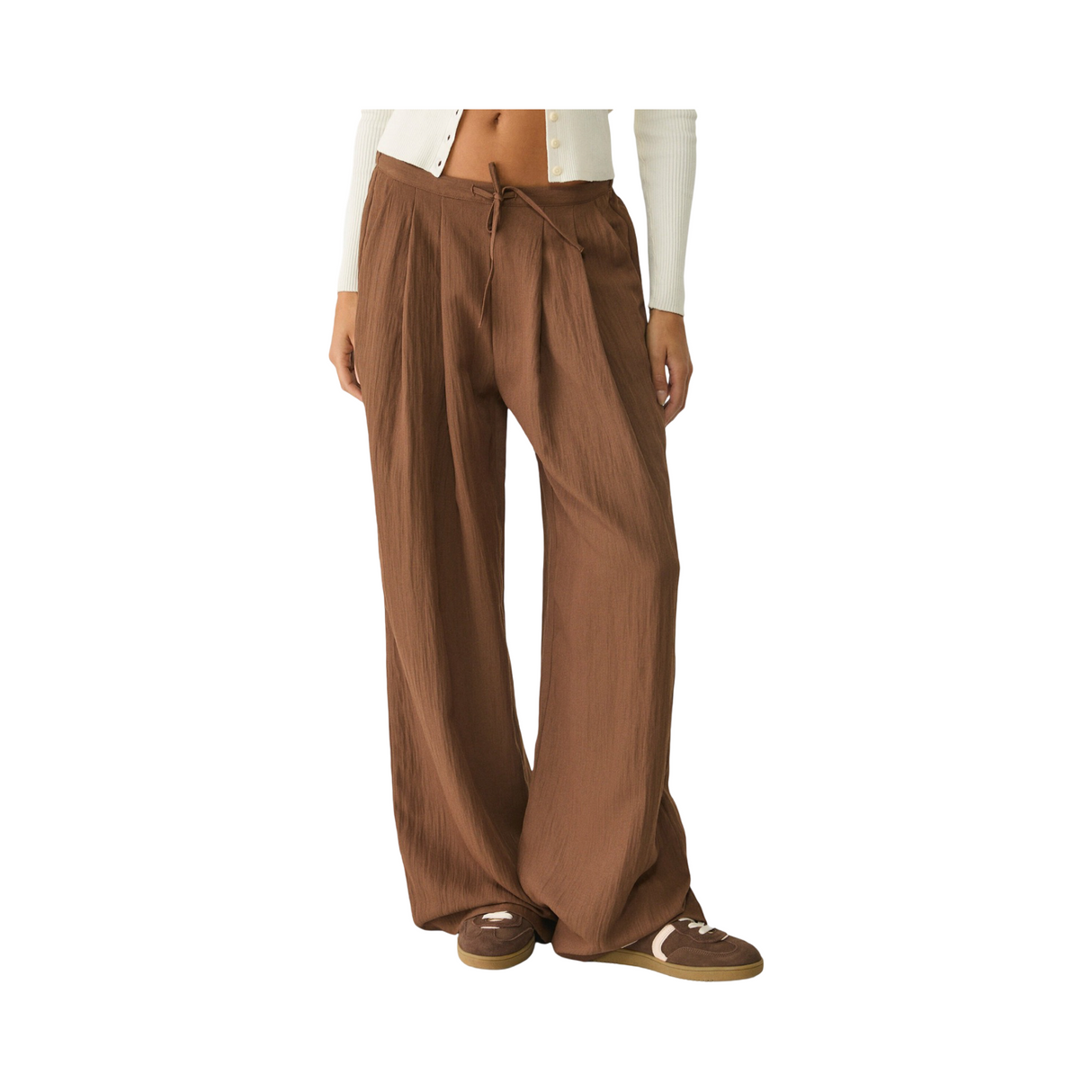 Stradivarius Flowing Textured Stoffhose brown