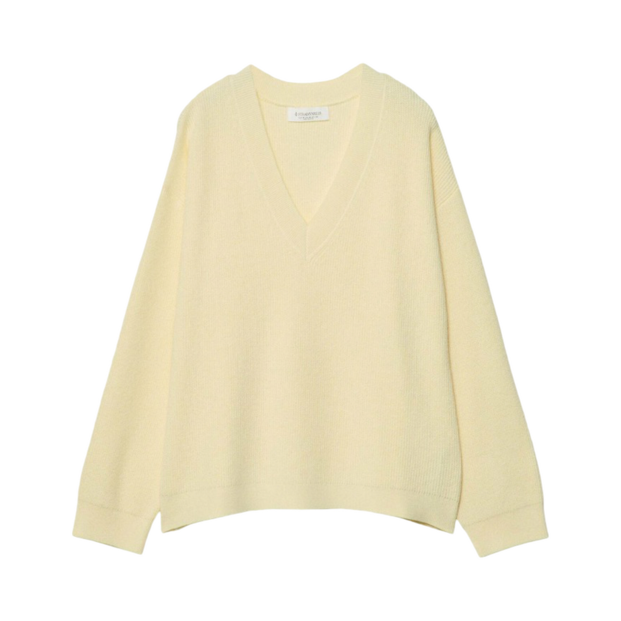 Stradivarius Felted V-Neck Strickpullover light yellow