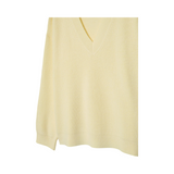 Stradivarius Felted V-Neck Strickpullover light yellow